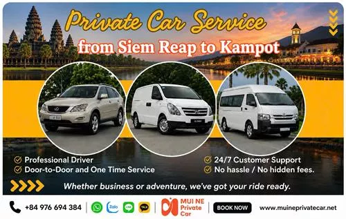 Siem Reap to Kampot Private Car Transfer